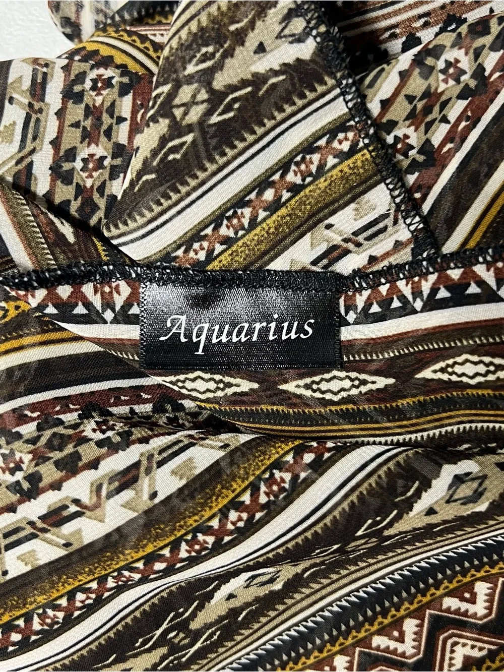 Aquarius Long Large Scarf Geometric Boho Print Semi Sheer 27”x79”
